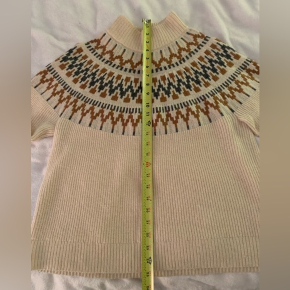 J.Crew Cream Fair Isle Mockneck Pullover Lambs Wool Cozy Sweater - Picture 9 of 10